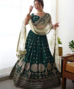 Royal Green Pure Georgette Embroidery Work Lehenga Choli With Dupatta