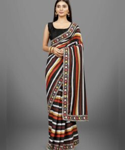 Multi Vichitra Silk Digital Printed Saree With Blouse