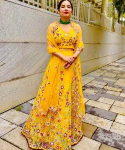 Exclusive Yellow Georgette Silk Multi Thread Work Lehenga Choli With Dupatta