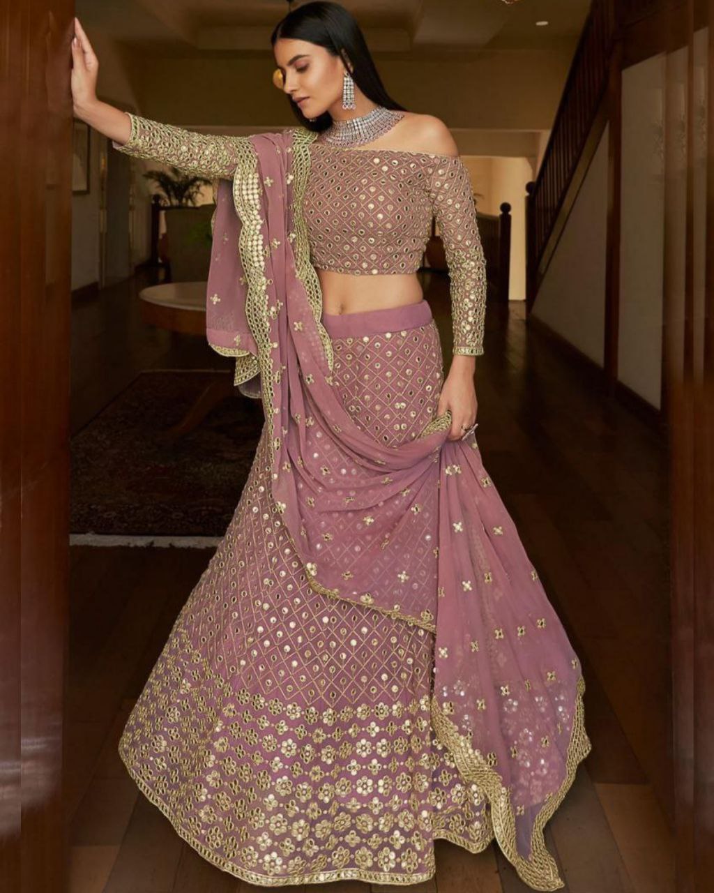 Buy Red peach and purple Indian wedding Banarasi silk Lehenga in UK, USA  and Canada | Indian bride outfits, Indian bridal fashion, Party wear lehenga