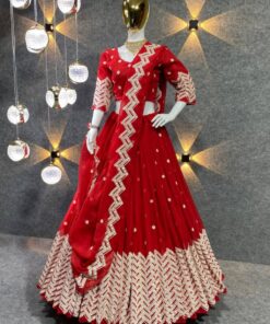 Alluring Red & Rani Heavy Georgette Embroidery Work lehenga choli With Dupatta