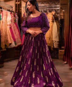 Awesome Purple Jalpari Silk Chain Stitch Work Lehenga Choli With Jacket