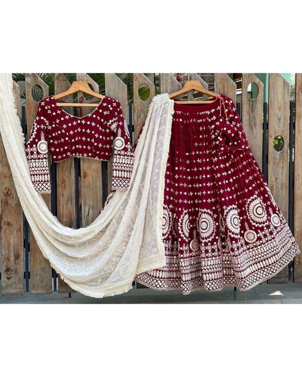 Buy Elegant Off-white Embroidered Silk Wedding Wear Lehenga Choli - Zeel  Clothing