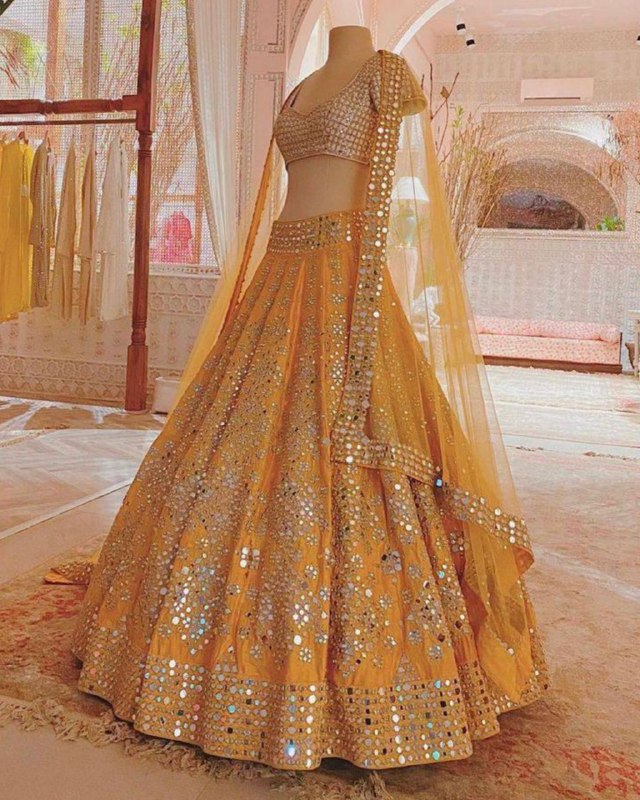 Haldi Special Yellow Color Georgette Mirror Work Lehenga Choli, Wedding  Lehenga Choli, Party Wear Lehenga Choli, Indian Women Chaniya Choli. - Etsy