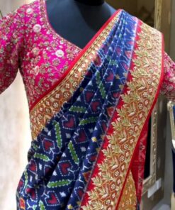 Blue Soft Vichitra Silk Digital Printed Saree With Blouse