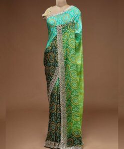 Buy Green Vichitra Silk Cross Check Work Saree With Blouse