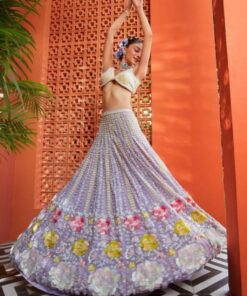 Attractive Multi Colour Party Wear Lucknowi Work Lehenga Choli With Net Dupatta