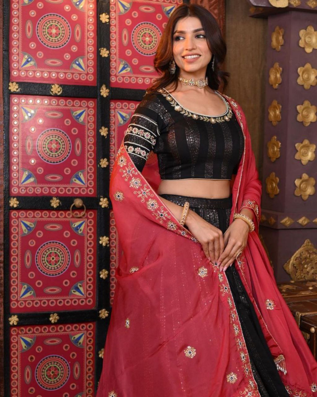 Buy Indian Black And Red Embroidered Anarkali Lehenga Suit for Women Online  in USA, UK, Canada, Australia, Germany, New Zealand and Worldwide at Best  Price