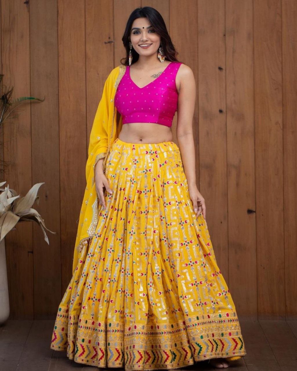Mesmerizing Yellow/Peach Designer Lehenga Choli – Palkhi Fashion