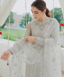 Exclusive Grey Pure Georgette Sequence Work Pakistani Suit With Dupatta