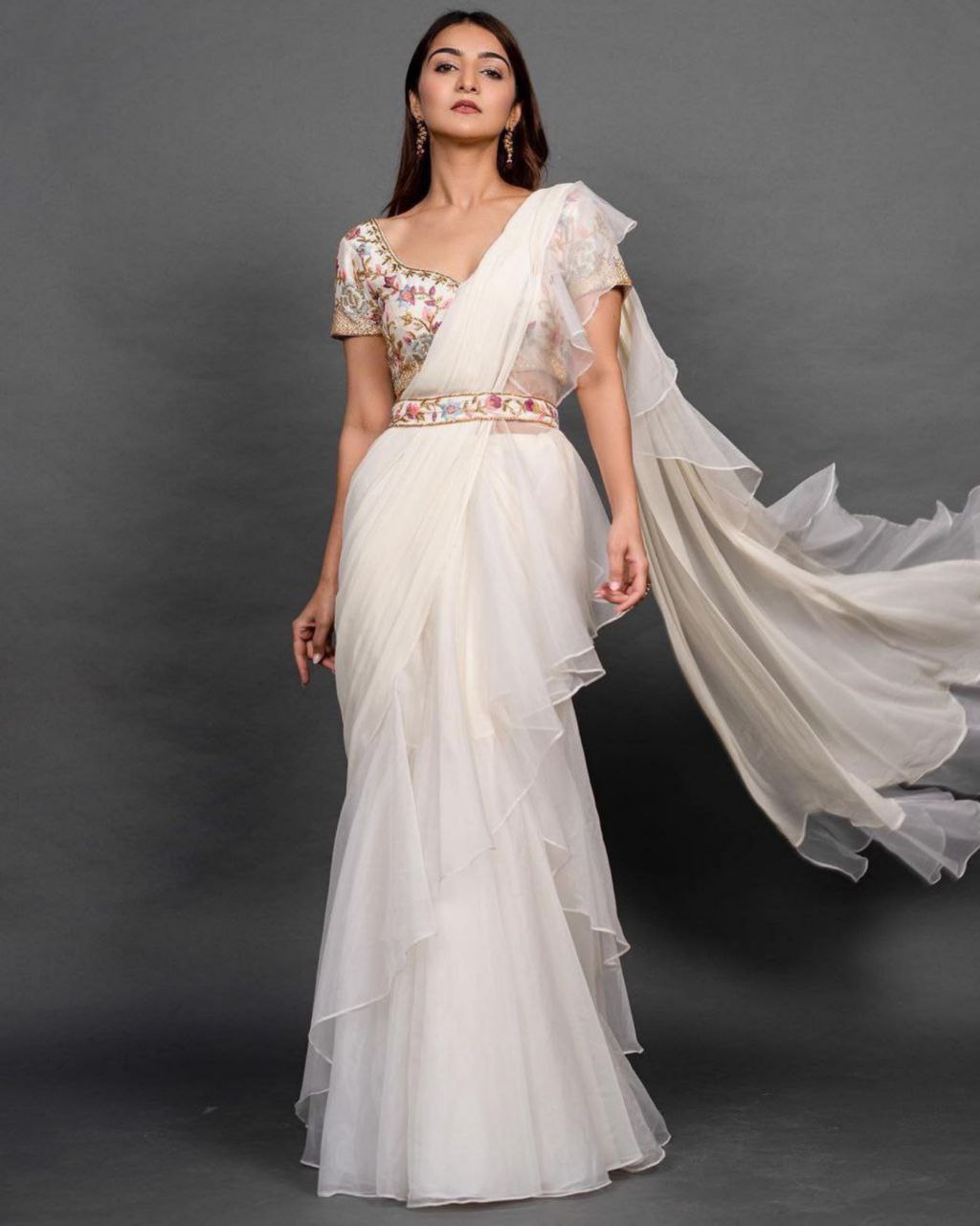 White Thread Work Lehenga Choli Designer Lengha Chunri Party Wear Skirt Top  Sari | eBay
