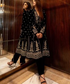 Exclusive Black Tapeta Silk Embroidery Work Anarkali Suit