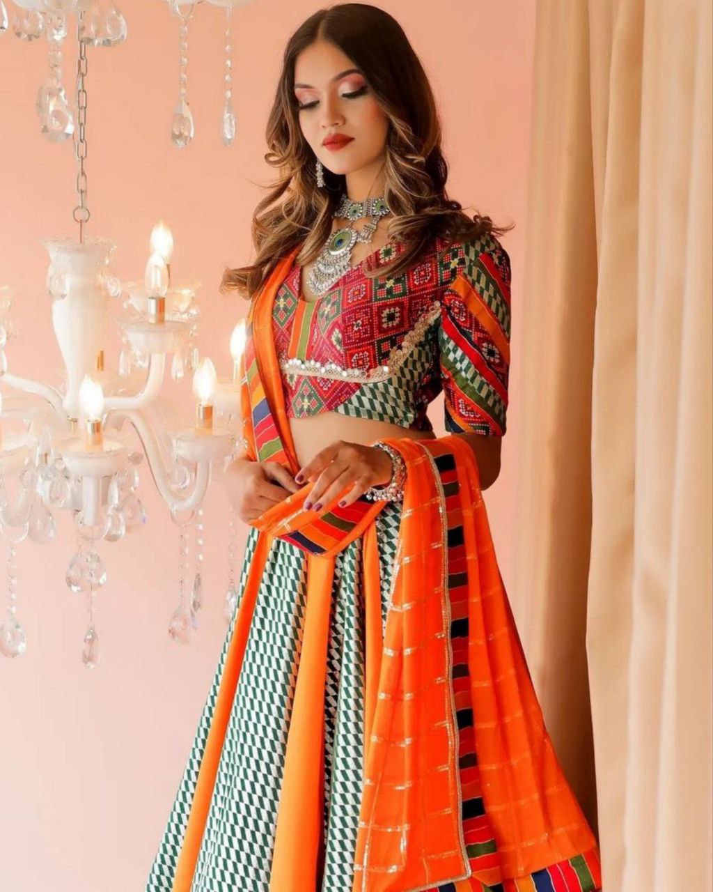 Pakistani/Indian orange and dark green mehndi lehenga | Stylish dresses for  girls, Nice dresses, Pakistani bridal dresses