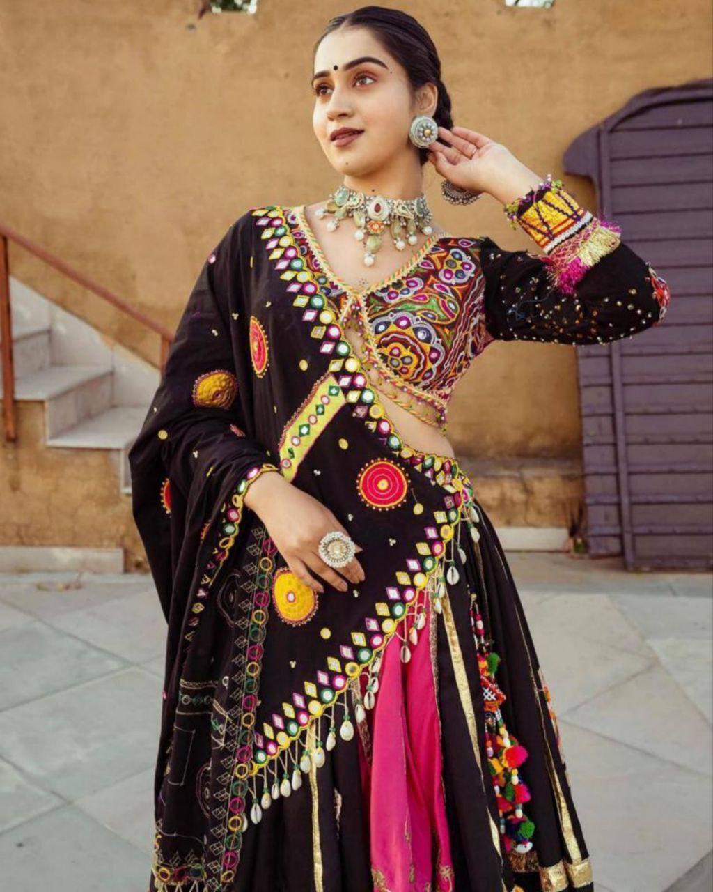 Black colour Embroidered Attractive Party Wear Silk Material work Lehenga -  Yash Enterprise - 3768363