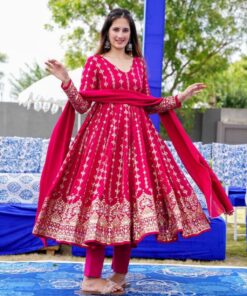 Frock suit with heavy orders dupatta