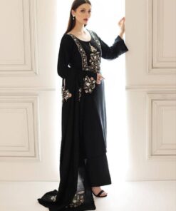 Exclusive Black & White Pure Georgette Embroidery Work Salwar Suit With Dupatta