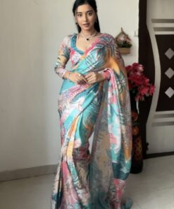 Exclusive Crape Silk Multi Printed Saree With Blouse