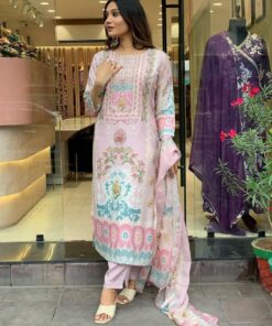 Casual Maslin Cotton Multicolour Printed Work Pant Suit With Dupatta