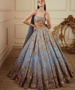 Exclusive Powder Blue Soft Net Heavy Embroidery Work Lehenga Choli With Dupatta