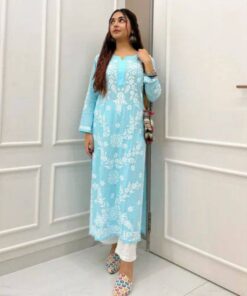 Exclusive Sky Rayon Cotton Thread Work Palazo Suit