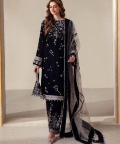 Exclusive Blue Velvet Embroidery Work Pant Suit With Dupatta