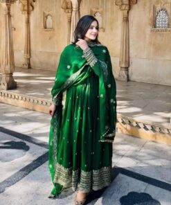 Gorgeous Green Pure Georgette Embroidery Work Anarkali Suit With Dupatta