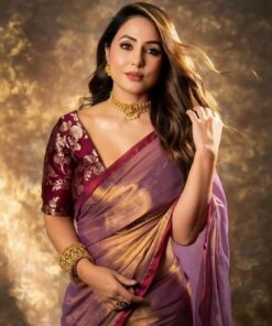 Exclusive Pink Burberry Silk Fancy Lace Saree With Blouse