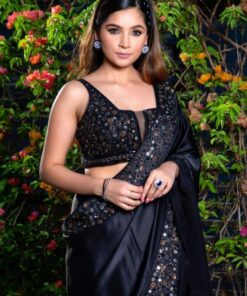 Exclusive Black Rangoli Silk Thread Work Saree With Blouse