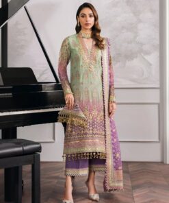 Exclusive Pista Pure Georgette Fancy Shading & Embroidery Work Pakistani Suit With Dupatta