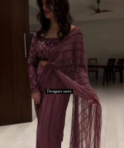 Designer Party Wear Soft Net Sequence Work Saree With Blouse