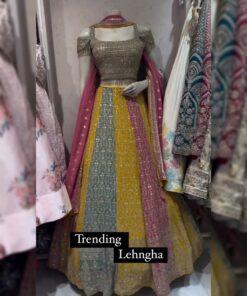 Exclusive Multi Faux Georgette Sequence Work Lehenga Choli With Dupatta