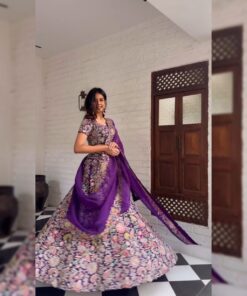 Exclusive Purple Faux Georgette Embroidery Work Lehenga Choli With Dupatta