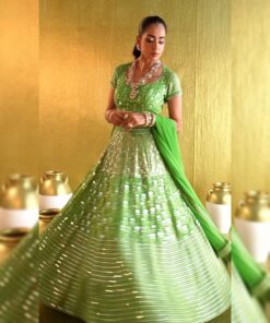 Exclusive Light Green Faux Georgette Sequence Work Lehenga Choli With Dupatta