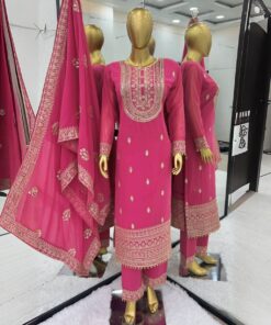 Exclusive Pure Georgette Embroidery Work Pakistani Suit With Dupatta