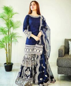 Exclusive Pure Georgette Embroidery Work Pakistani Gharara Suit With Dupatta