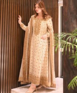 Exclusive Cream Pure Georgette Sequence Work Pakistani Suit With Dupatta