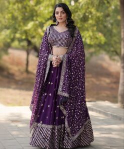 Adorable Purple Faux Georgette With Fancy Sequence Work Lehenga Choli With Dupatta