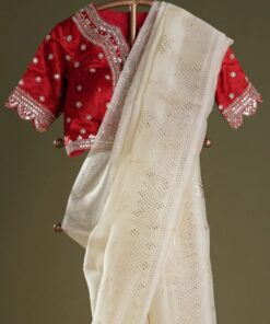 Gorgeous White Organza Silk With Sequence Work Saree